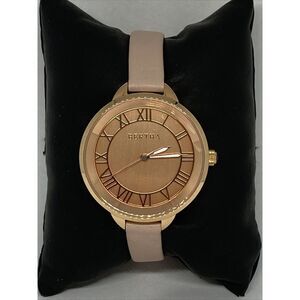 Bertha Women's Tan Leather Analog Rose Gold Dial Quartz Genuine Watch WK17